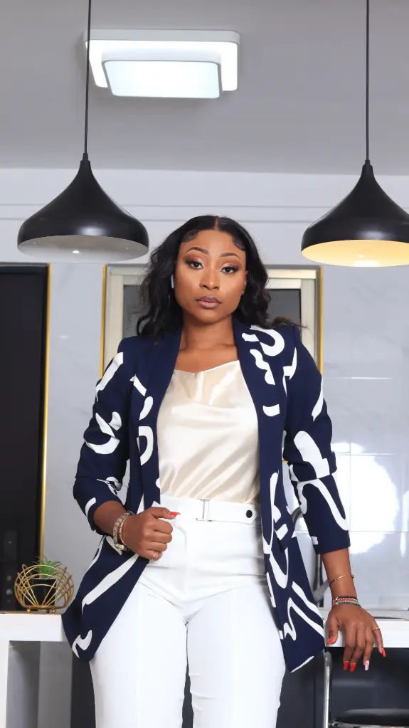 Structured Navy Patterned Blazer